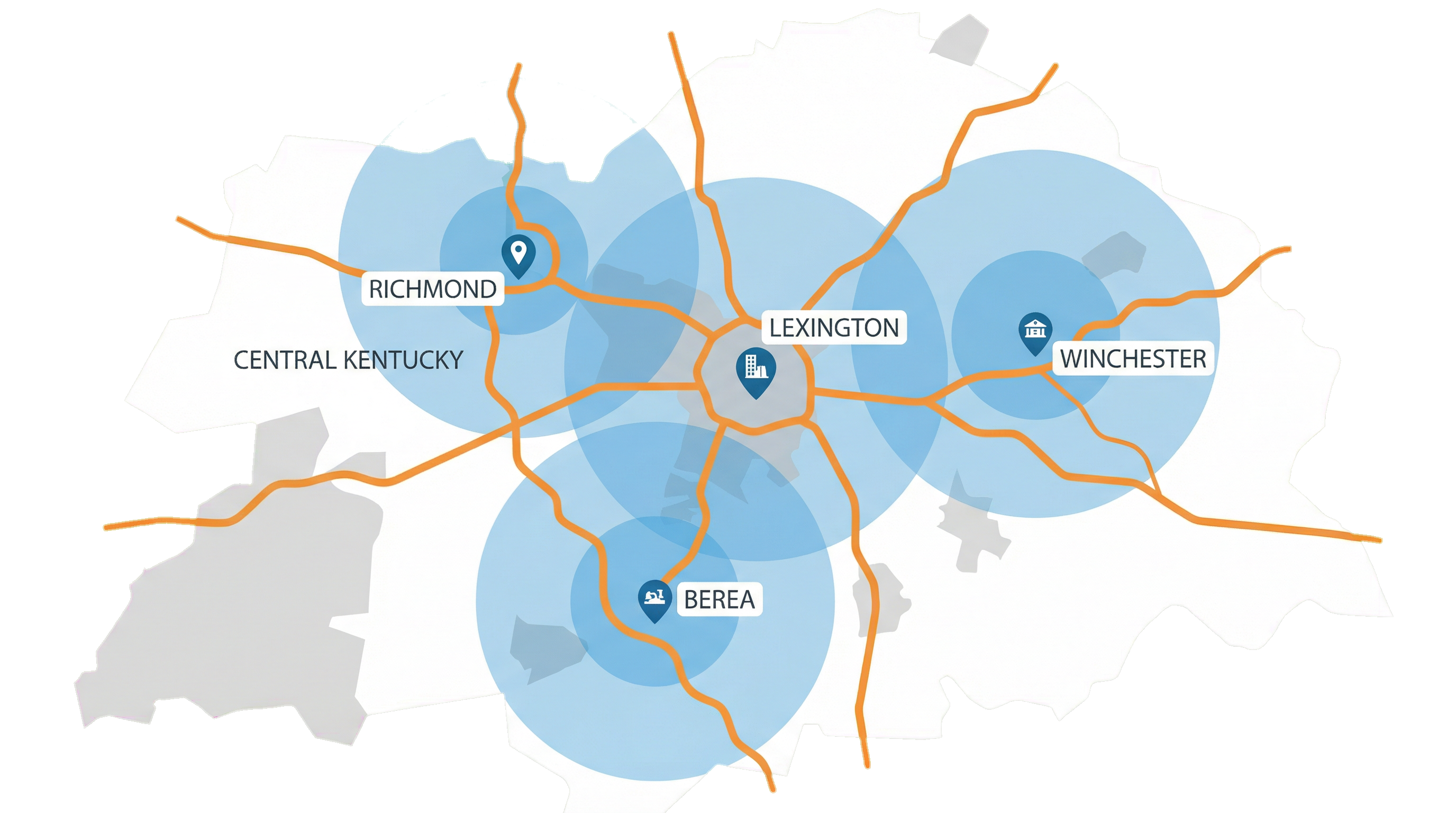 Map of Service Areas in Kentucky